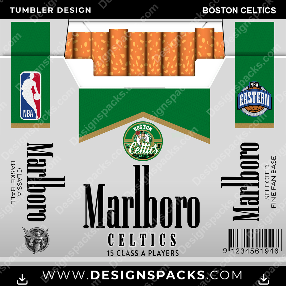 Basketball Marlboro Boston Celtics Tumbler Digital Wrap Design