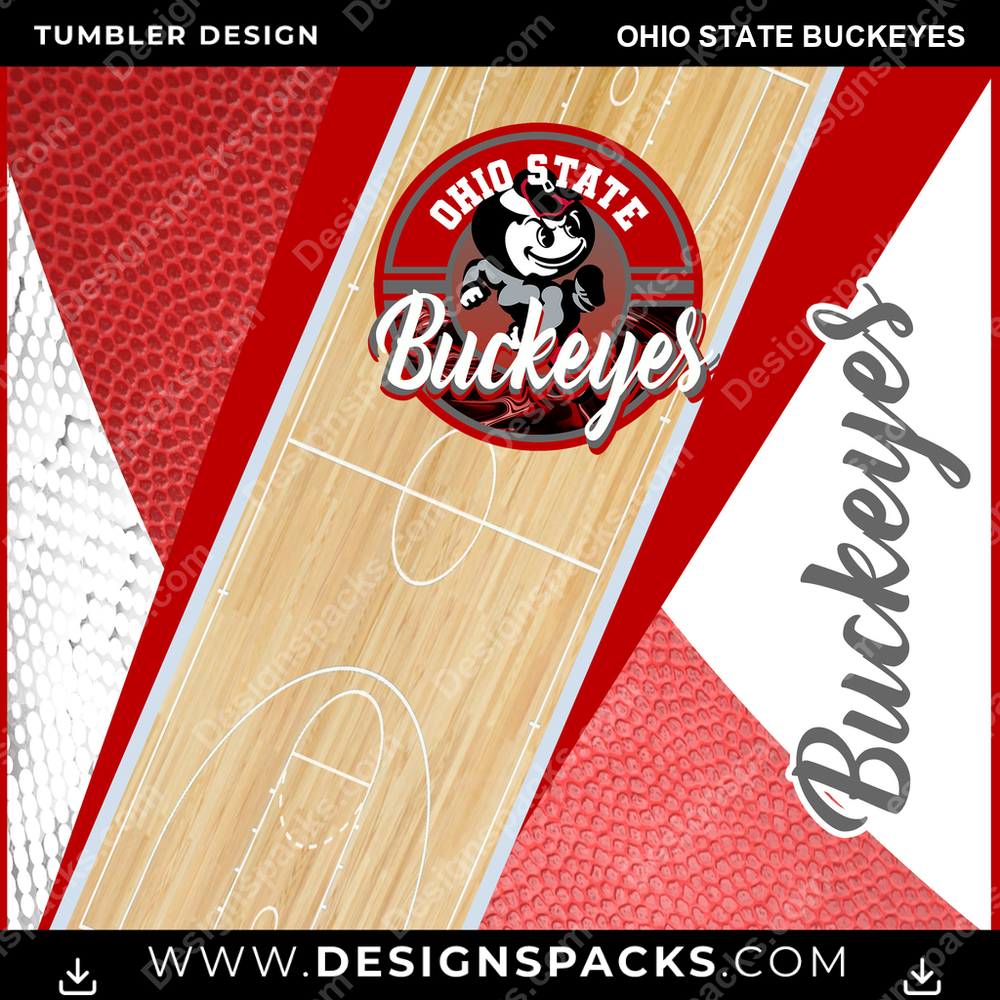 College Sport BB Court Ohio State Buckeyes NCAA College Sport Tumbler Digital Wrap Design Download