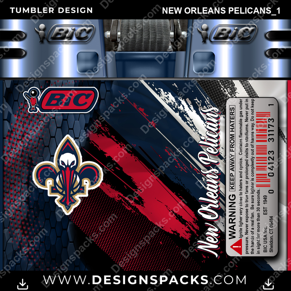 Basketball BIC Lighter New Orleans Pelicans_1 Tumbler Digital Wrap Design