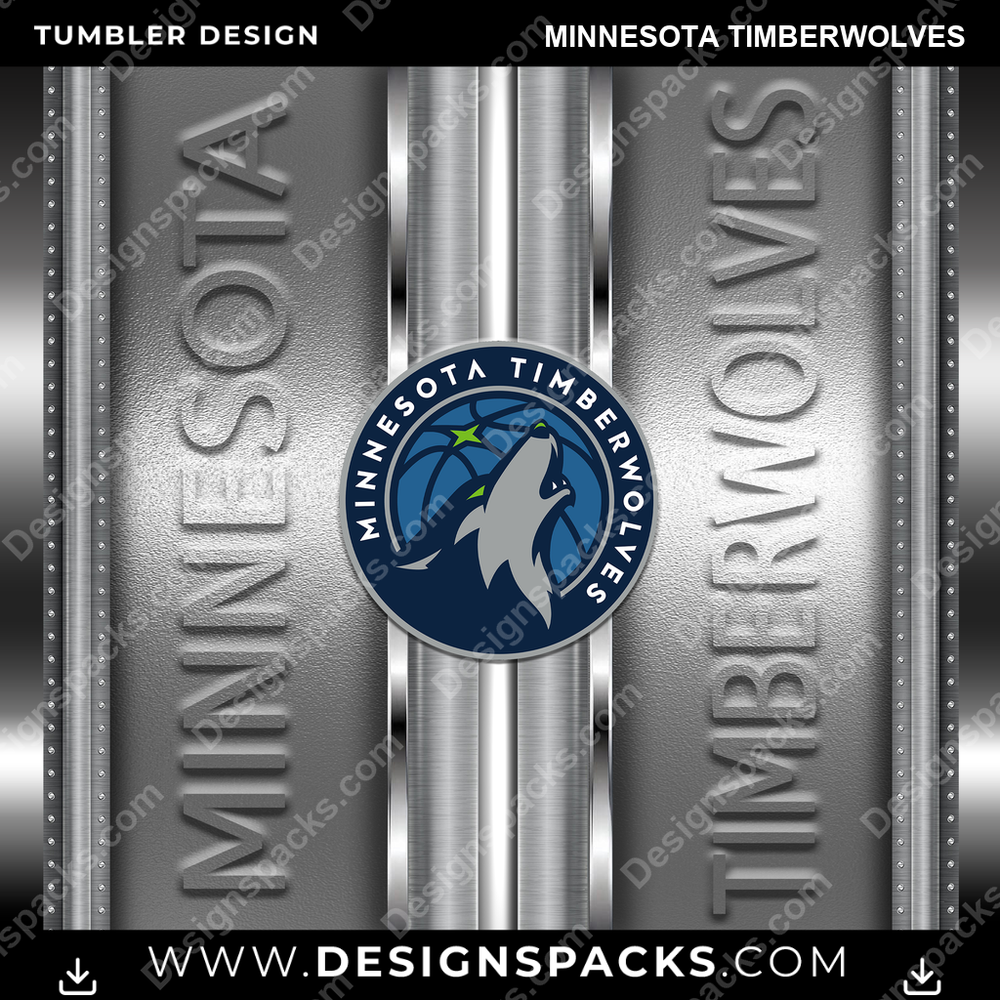 Basketball Metallic Minnesota Timberwolves Tumbler Digital Wrap Design