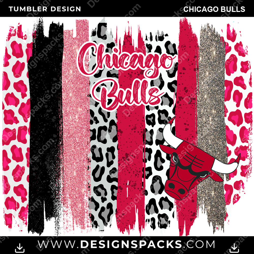 Basketball Brush Strokes Chicago Bulls Tumbler Digital Wrap Design