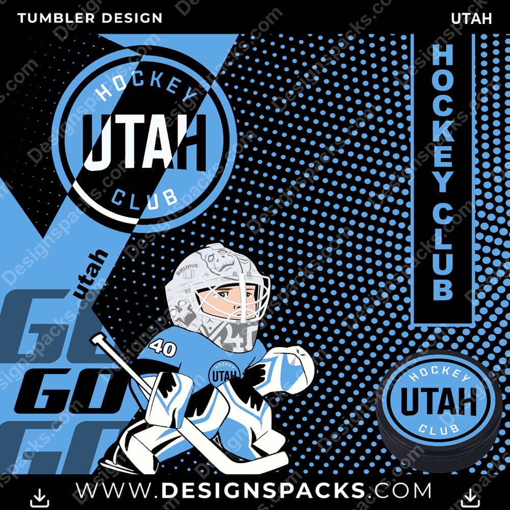 Ice Hockey GO Utah Tumbler Digital Wrap Design