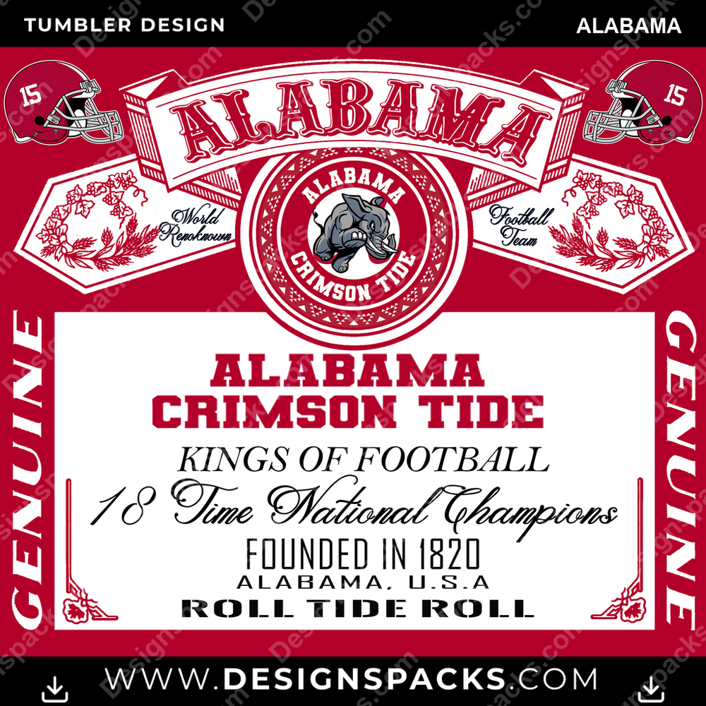 College Sport Bud Alabama Tumbler Digital Wrap Design
