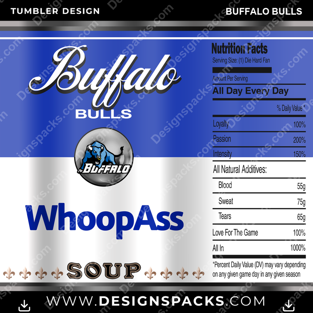 College Sport Soup Can Buffalo Bulls NCAA College Sport Tumbler Digital Wrap Design Download