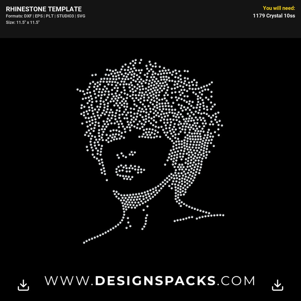 Tina Turner Face Rhinestone Digital Template
