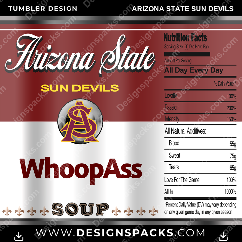 College Sport Soup Can Arizona State Sun Devils NCAA College Sport Tumbler Digital Wrap Design Download