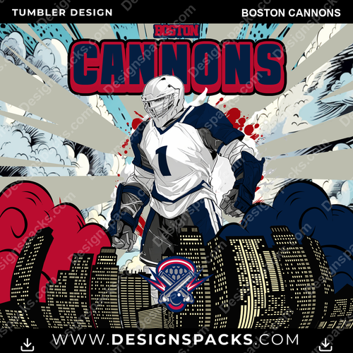 Lacrosse Comic Cover Boston Cannons Tumbler Digital Wrap Design
