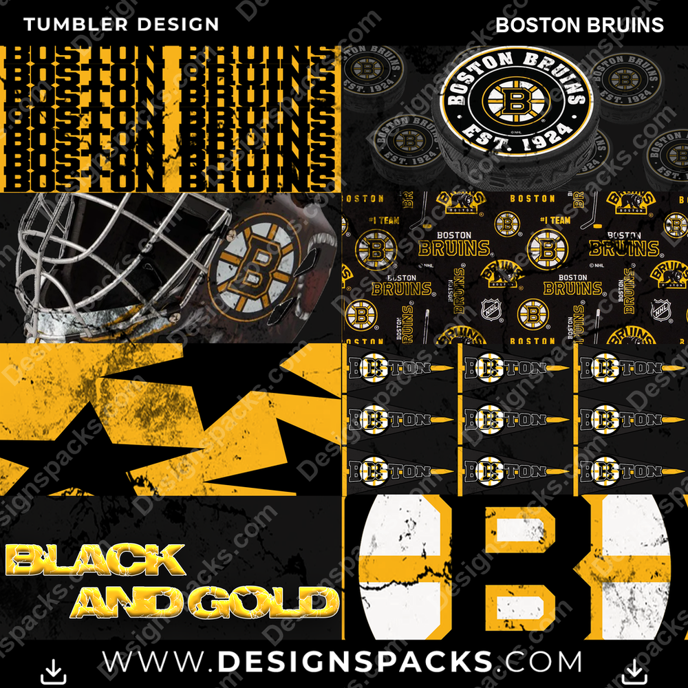 Hockey Distressed BG Boston Bruins Tumbler Digital Wrap Design
