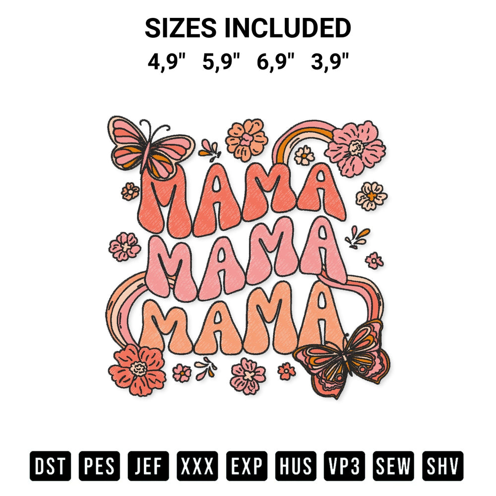 Stitch like a pro with the Retro Groovy Mama One Thankful Mama Thanksgiving Mothers Day Logo Embroidery Design embroidery pattern from Designspacks.com. High-quality digital machine embroidery file. Available sizes: 4,9", 5,9", 6,9", 3,9".