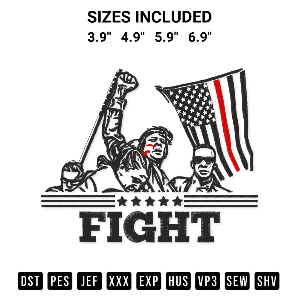 Looking for the perfect pattern? Download the Fight Donald Trump Embroidery Design embroidery design today at Designspacks.com. Crisp, clean stitching guaranteed. Available sizes: 3.9", 4.9", 5.9", 6.9".