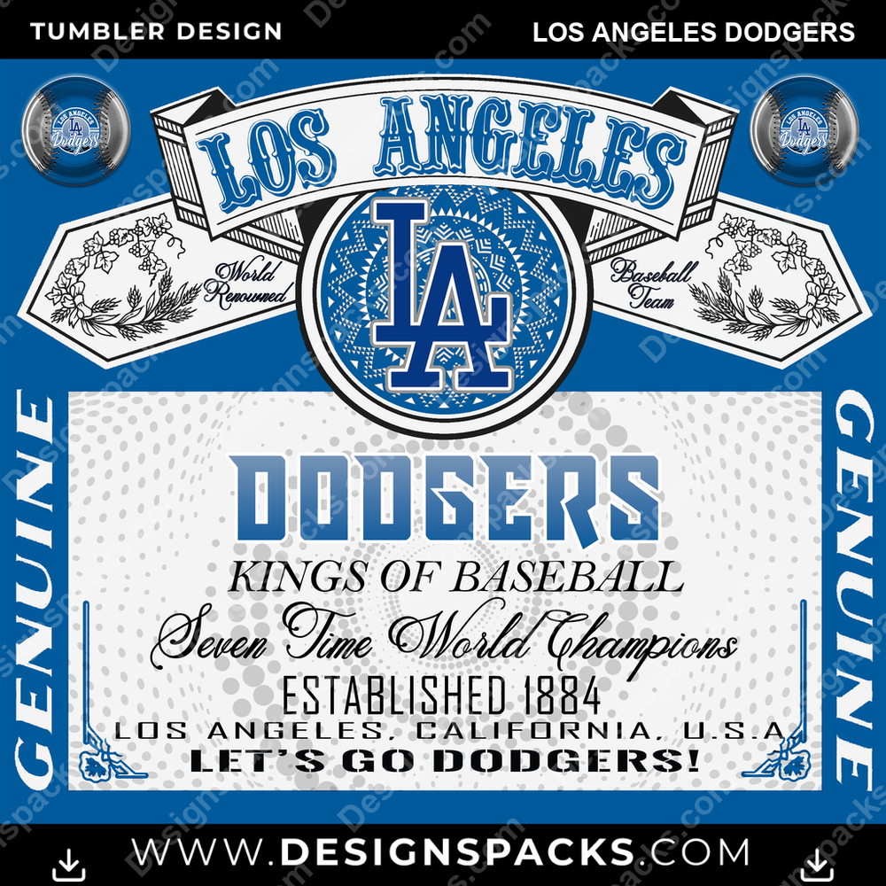 Baseball Bud Los Angeles Dodgers Tumbler Digital Wrap Design