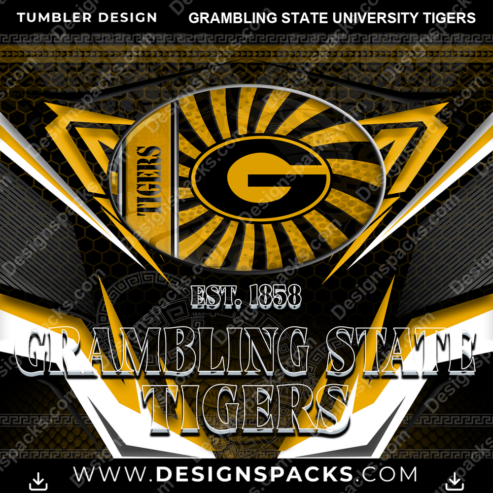 College Sport Tribal Grambling State University Tigers Tumbler Digital Wrap Design