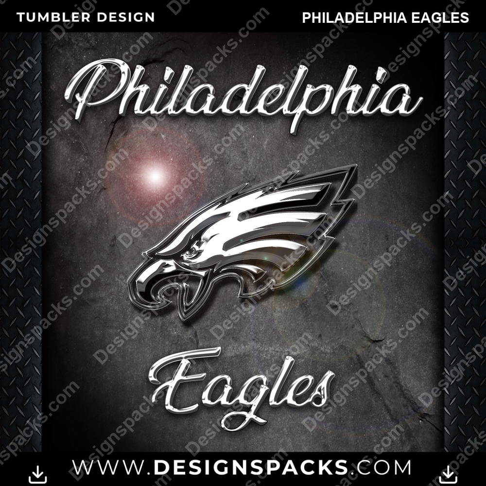 Football Chrome Philadelphia Eagles Tumbler Digital Wrap Design