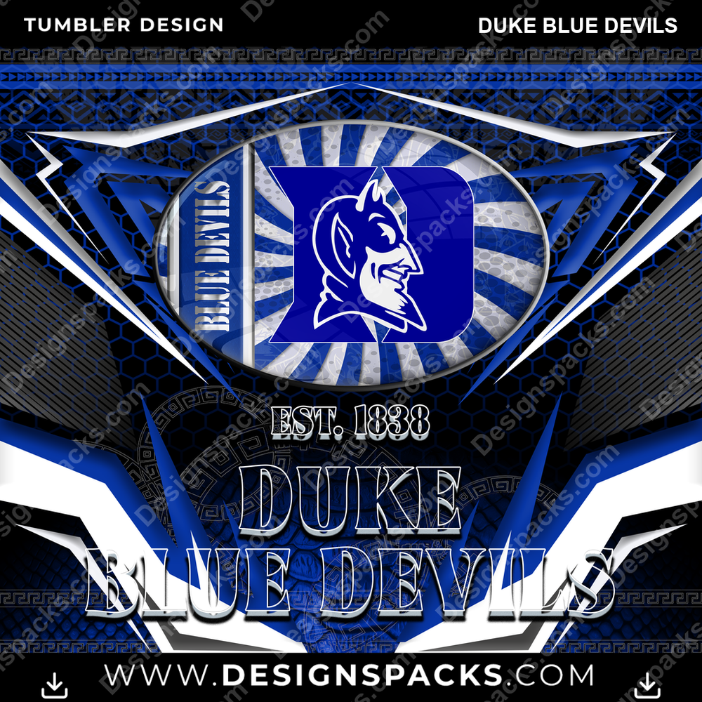 College Sport Tribal Duke Blue Devils Tumbler Digital Wrap Design
