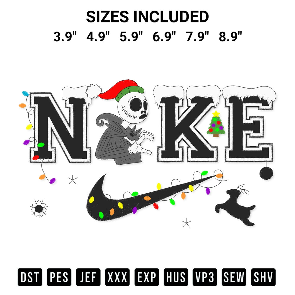 Download the Nike Jack Christmas Embroidery Design machine embroidery design exclusively at Designspacks.com. Premium digitized pattern for apparel and DIY crafts. Available sizes: 3.9", 4.9", 5.9", 6.9", 7.9", 8.9".