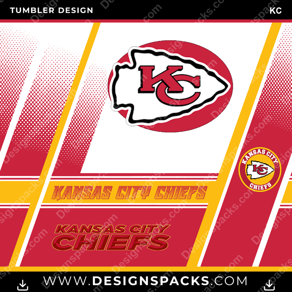 Football Sports KC NFL Football Tumbler Digital Wrap Design Download
