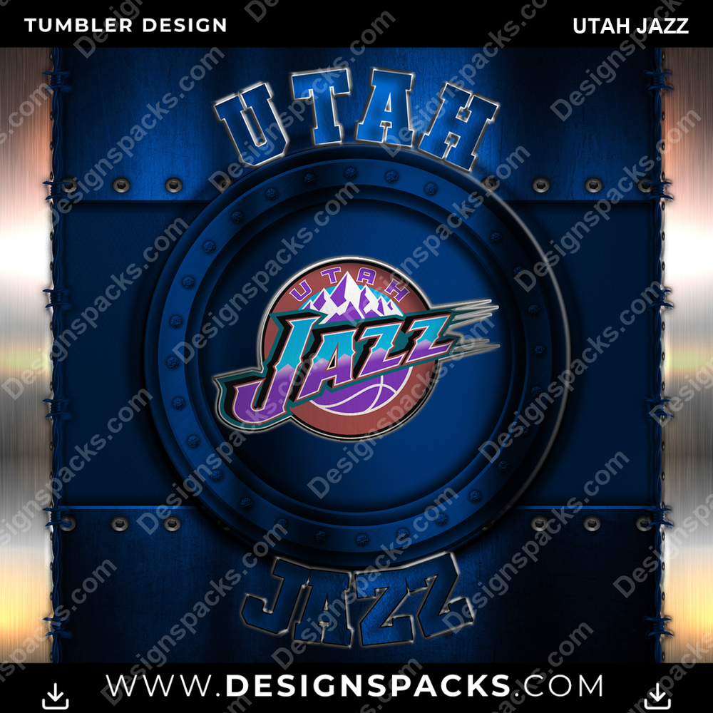 Basketball Metal Utah Jazz Tumbler Digital Wrap Design