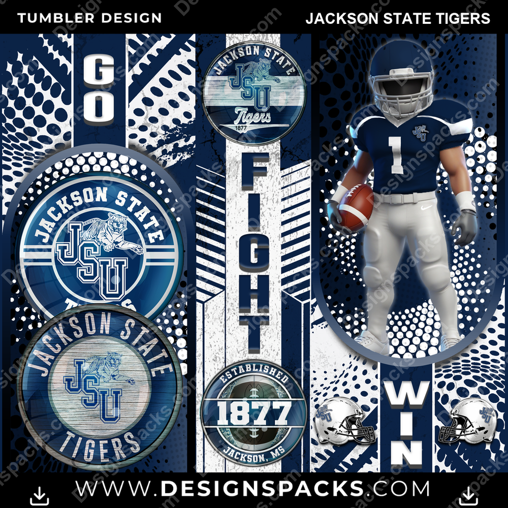 College Sport Go Fight Win Jackson State Tigers NCAA College Sport Tumbler Digital Wrap Design Download