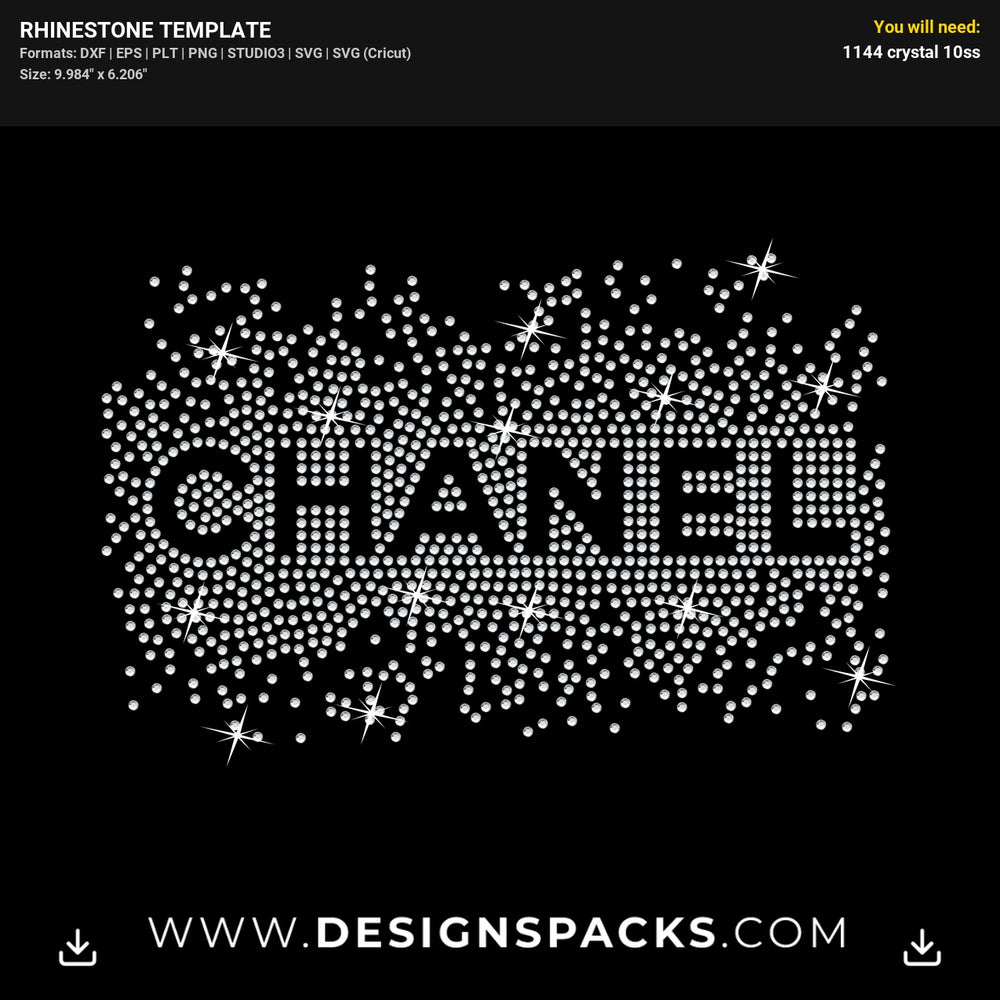 Chanel Scatter Bling Design Rhinestone Digital Template