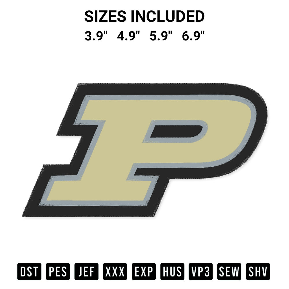 Elevate your next project with our Purdue Boilermakers Logo Embroidery Design embroidery file. Shop high-quality digital patterns instantly at Designspacks.com. Available sizes: 3.9", 4.9", 5.9", 6.9".