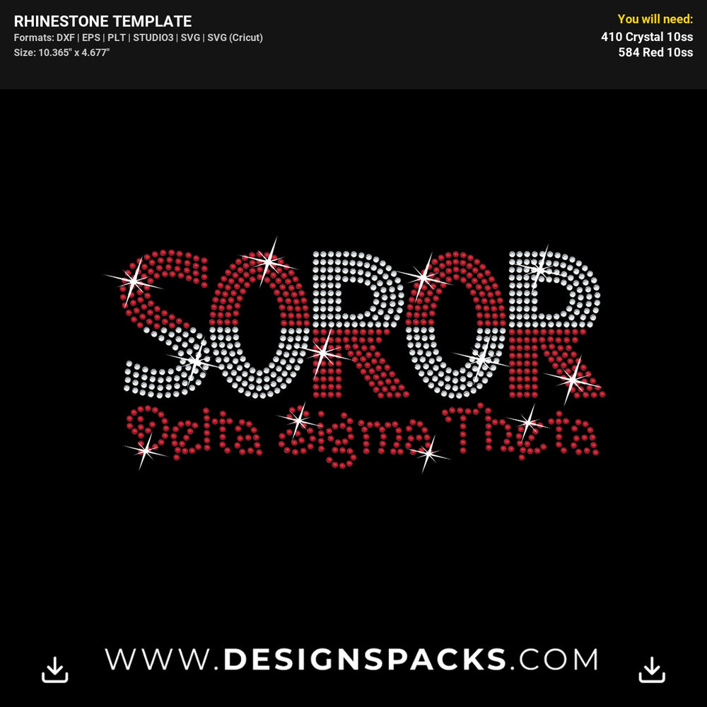 Soror Delta Sigma Theta Greek Rhinestone Digital Template