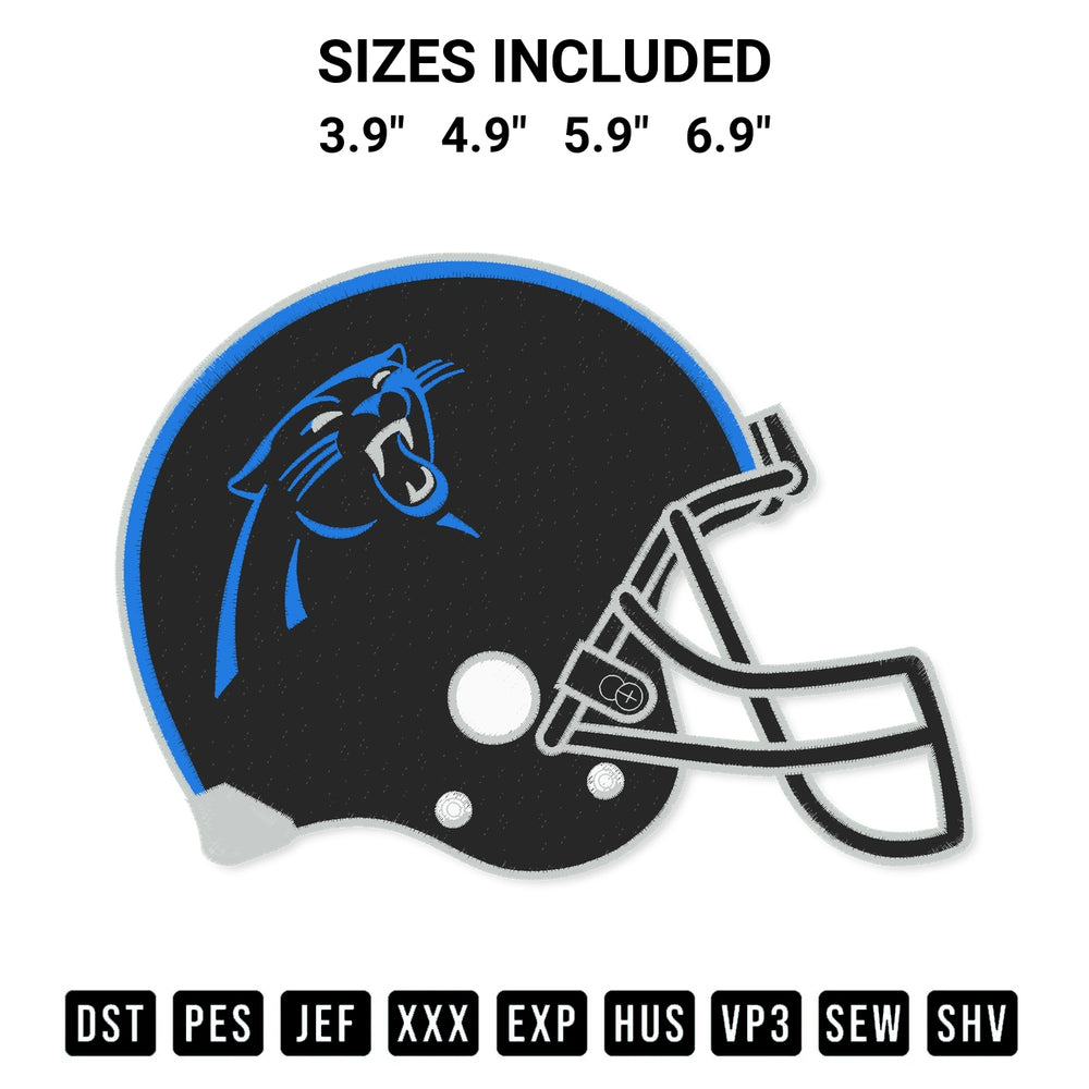 Looking for the perfect pattern? Download the Carolina Panthers Helmet Embroidery Design embroidery design today at Designspacks.com. Crisp, clean stitching guaranteed. Available sizes: 3.9", 4.9", 5.9", 6.9".