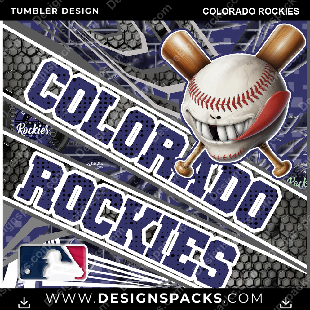 Baseball Angry Sports Colorado Rockies MLB Baseball Tumbler Digital Wrap Design Download