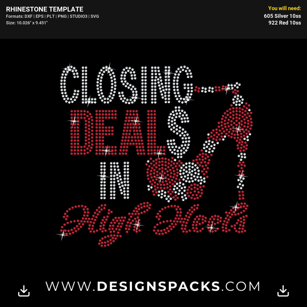 Closing Deals In High Heels Rhinestone Digital Template