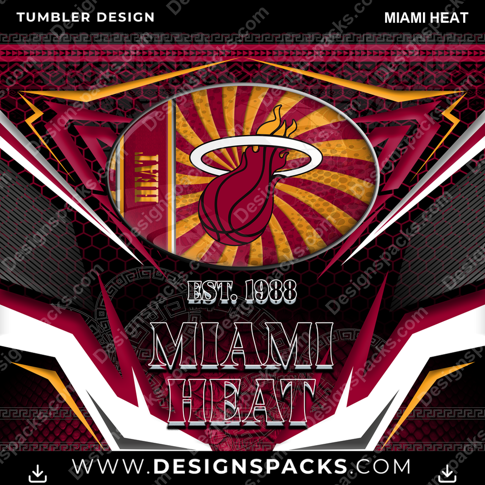 Basketball Tribal Miami Heat NBA Basketball Tumbler Digital Wrap Design Download
