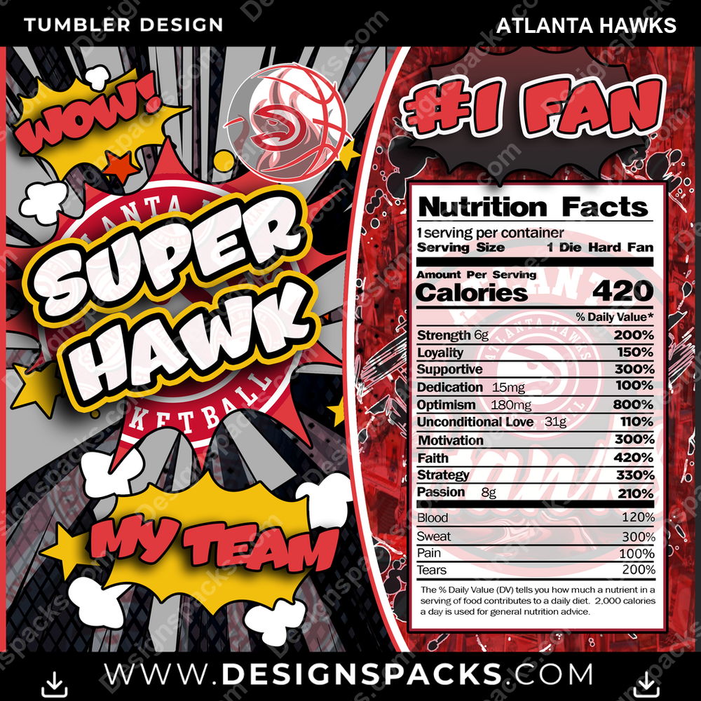 Basketball Super Team Atlanta Hawks Tumbler Digital Wrap Design