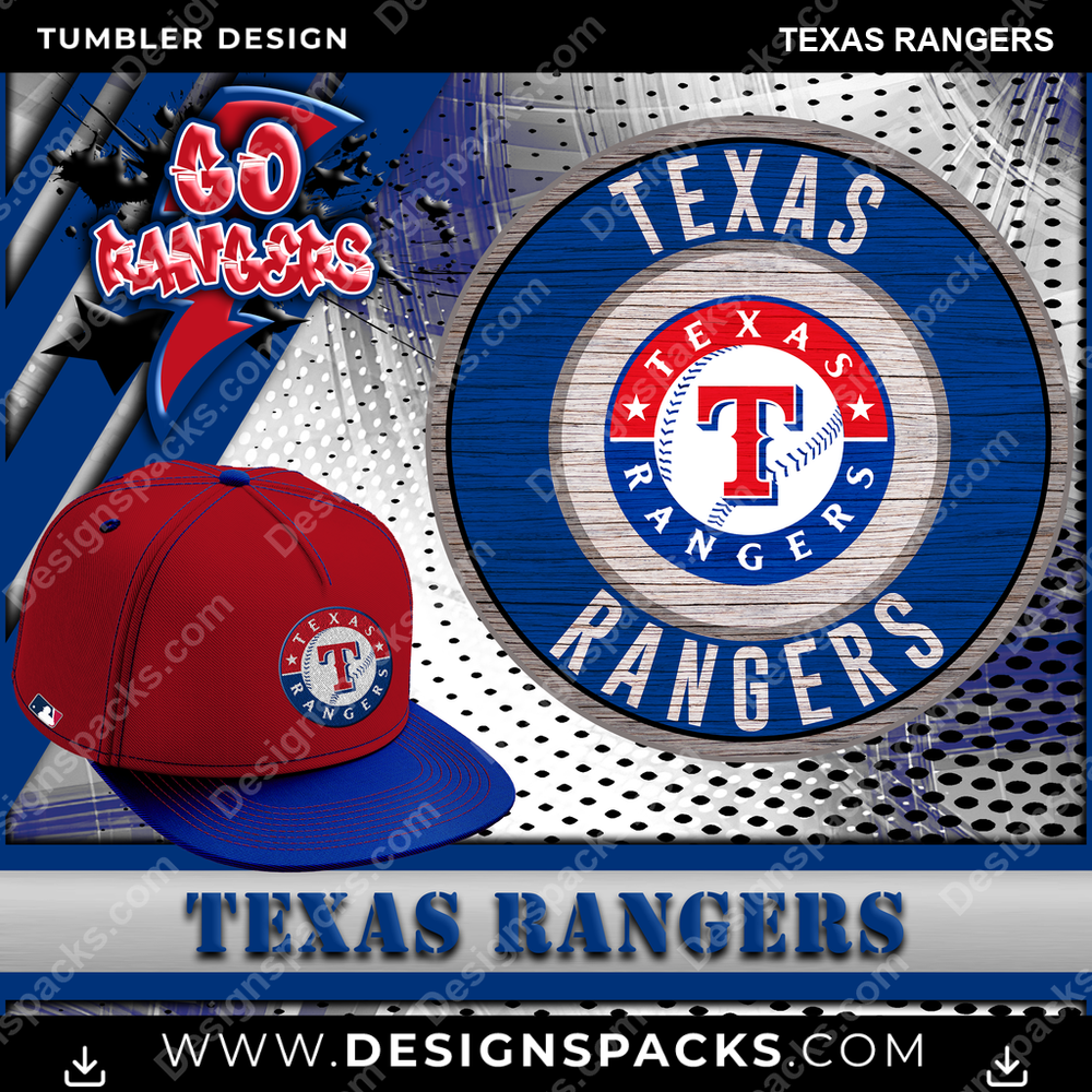 Baseball Go Team Texas Rangers Tumbler Digital Wrap Design