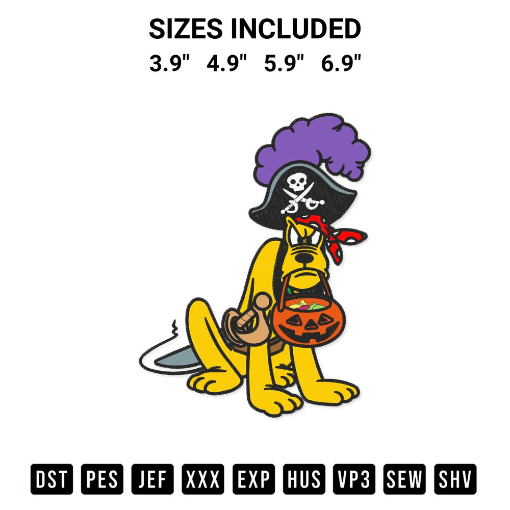 Looking for the perfect pattern? Download the Pirate Pluto Halloween Embroidery Design embroidery design today at Designspacks.com. Crisp, clean stitching guaranteed. Available sizes: 3.9", 4.9", 5.9", 6.9".