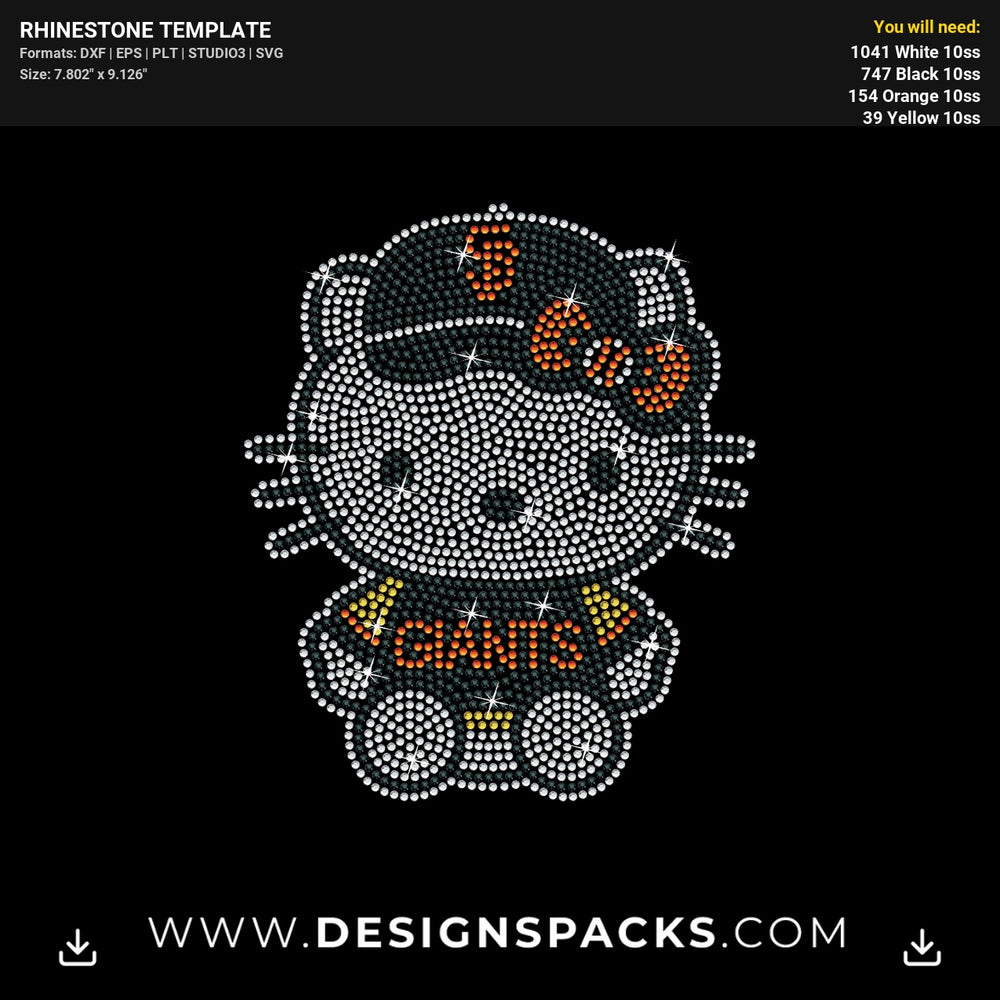 Hello Kitty San Francisco Giants Rhinestone Digital Template