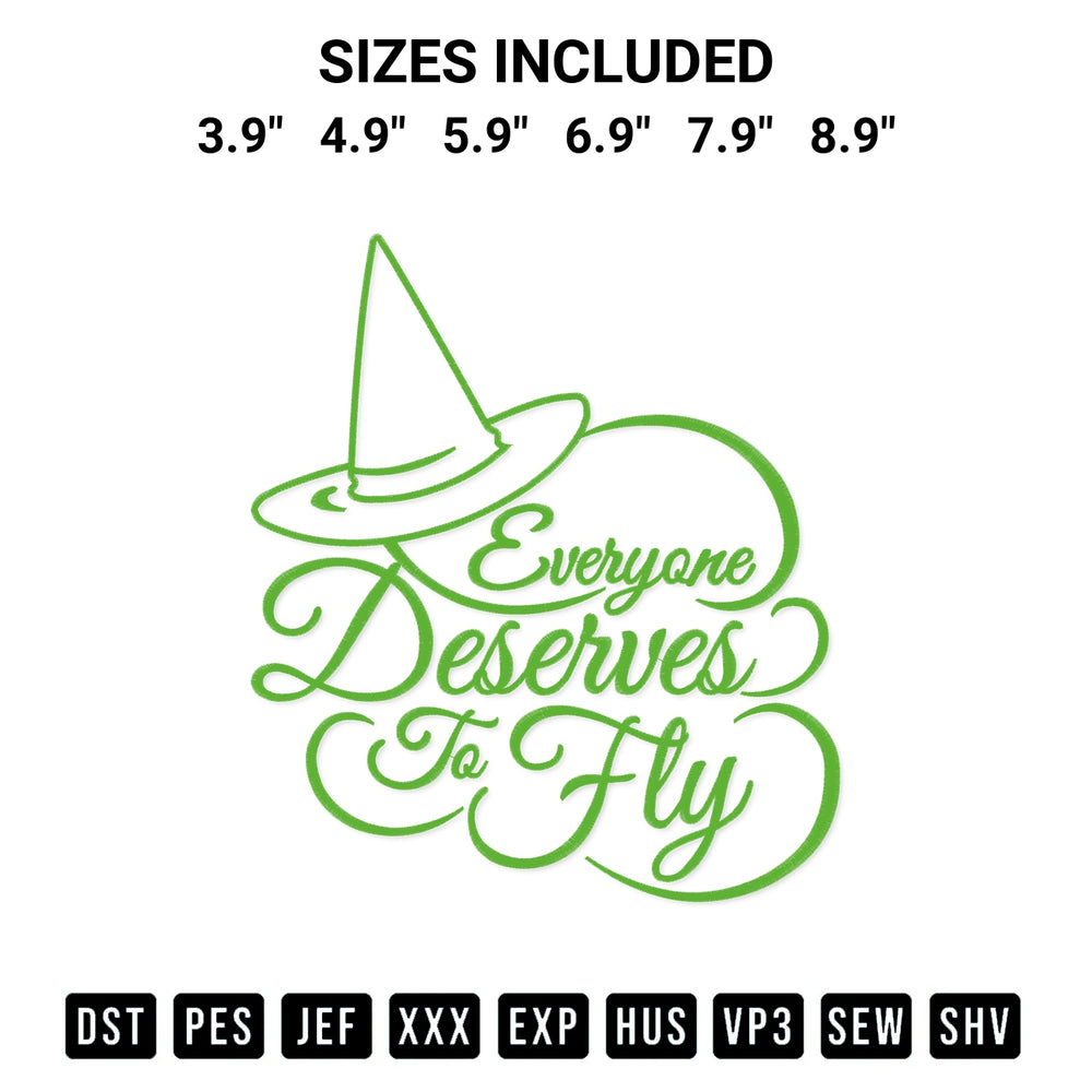 Looking for the perfect pattern? Download the Everyone Deserves The Chance To Fly Embroidery Design embroidery design today at Designspacks.com. Crisp, clean stitching guaranteed. Available sizes: 3.9", 4.9", 5.9", 6.9", 7.9", 8.9".