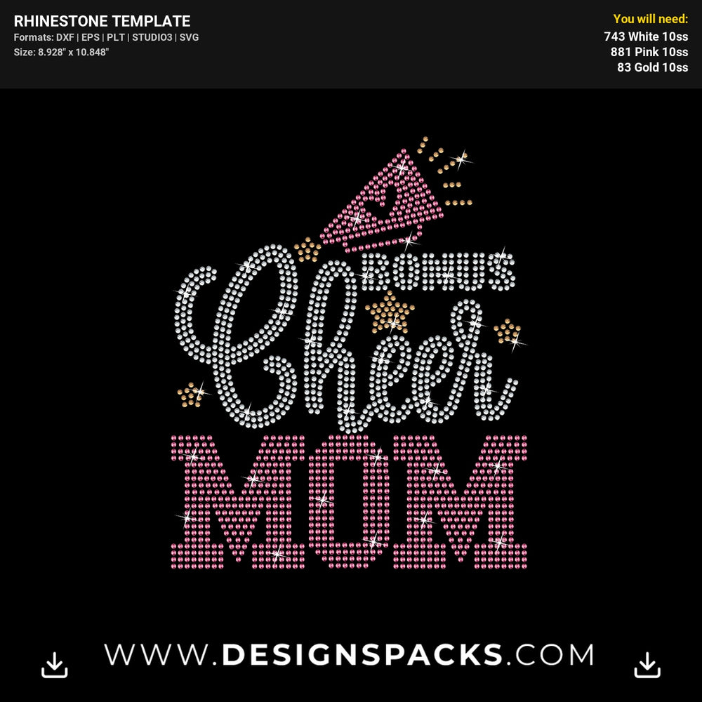 Bonus Cheer Mom Rhinestone Digital Template