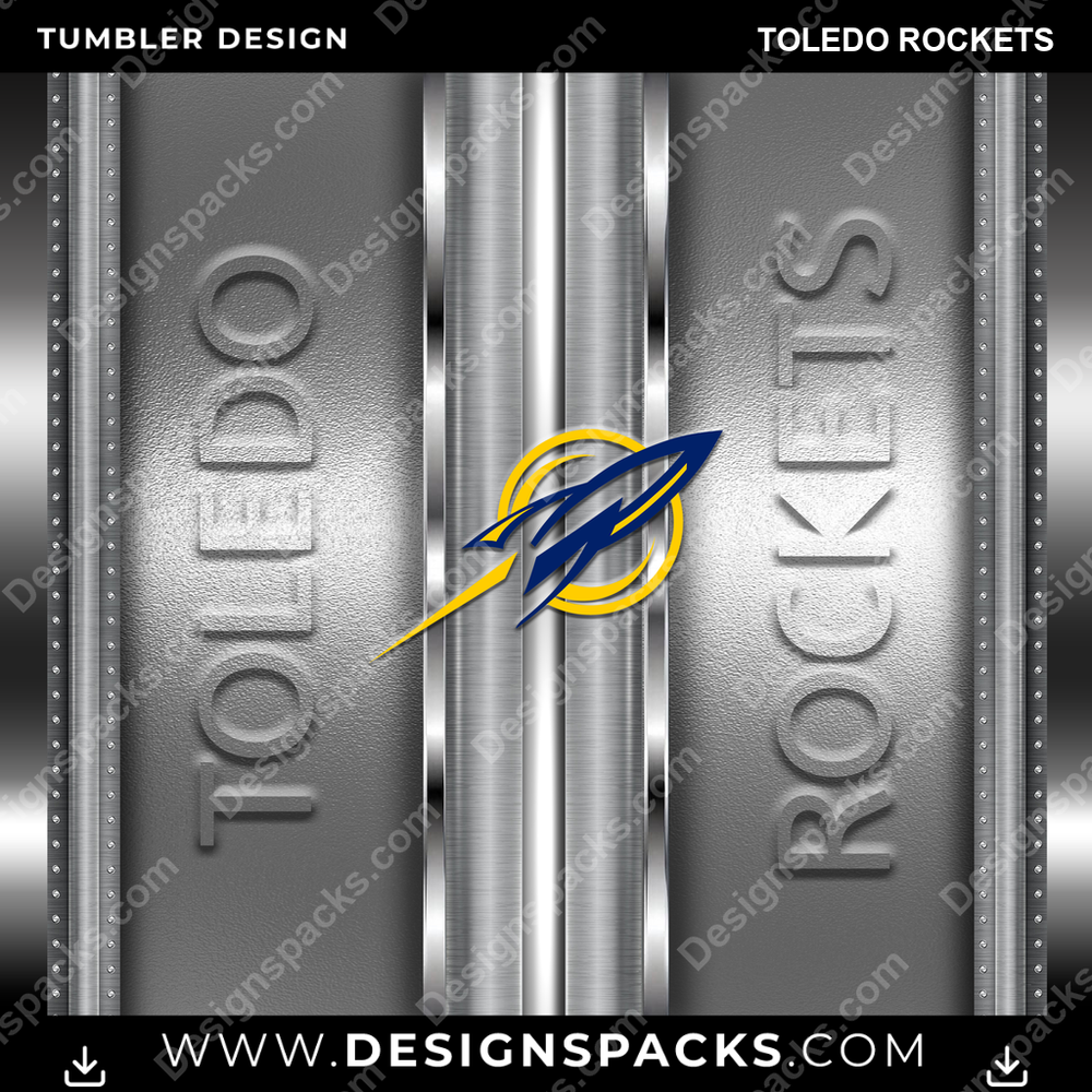 College Sport Metallic Toledo Rockets Tumbler Digital Wrap Design