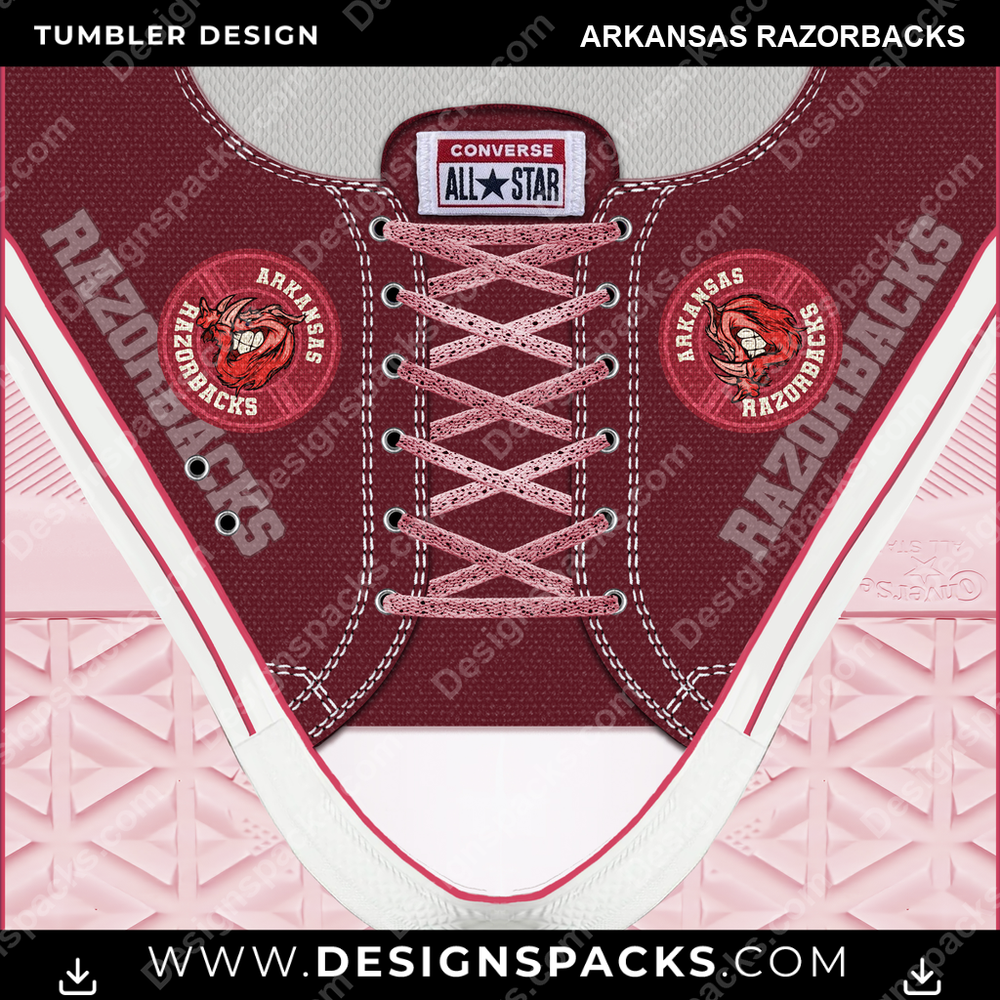 College Sport Converse Arkansas Razorbacks Tumbler Digital Wrap Design