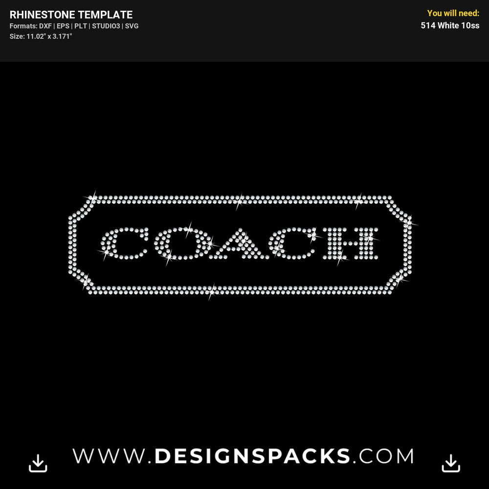 Coach Fashion Logo Rhinestone Digital Template