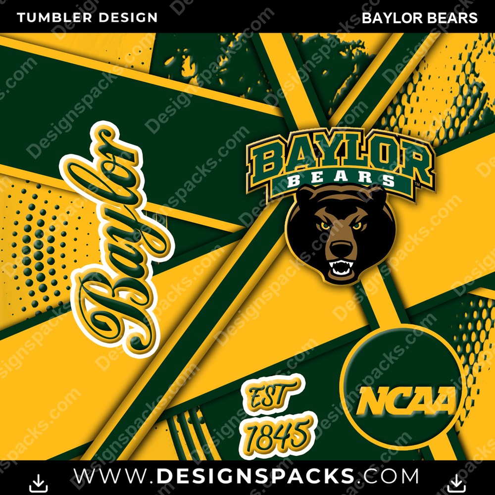 College Sport Team Sport Baylor Bears NCAA College Sport Tumbler Digital Wrap Design Download