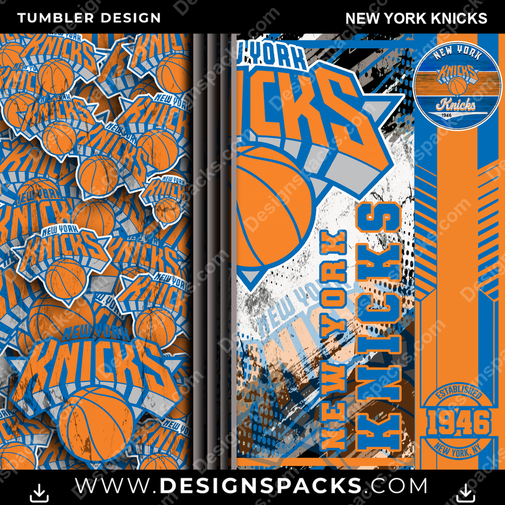 Basketball Sports New York Knicks NBA Basketball Tumbler Digital Wrap Design Download