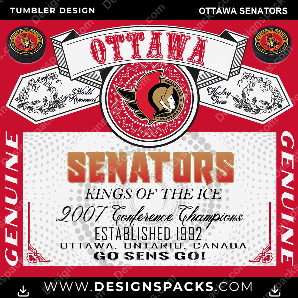 Hockey Budweiser Ottawa Senators Tumbler Digital Wrap Design