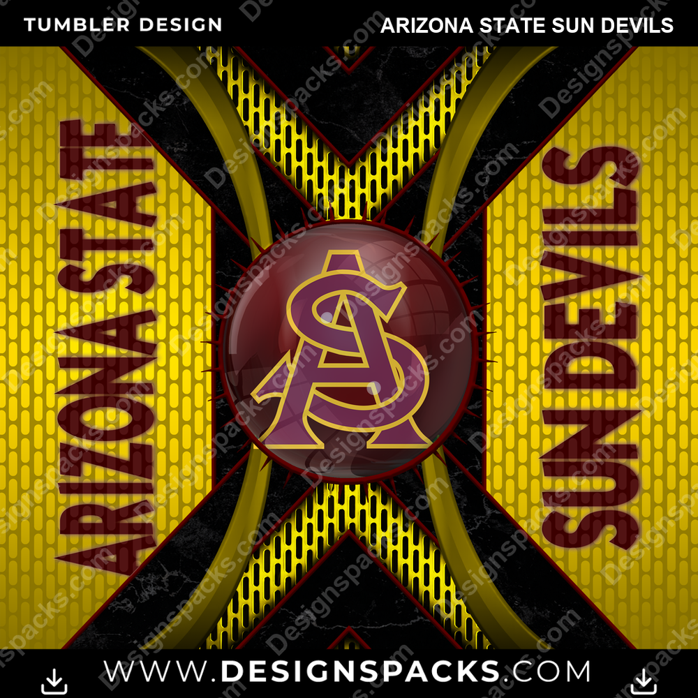 College Sport Metal Grating Arizona State Sun Devils Tumbler Digital Wrap Design