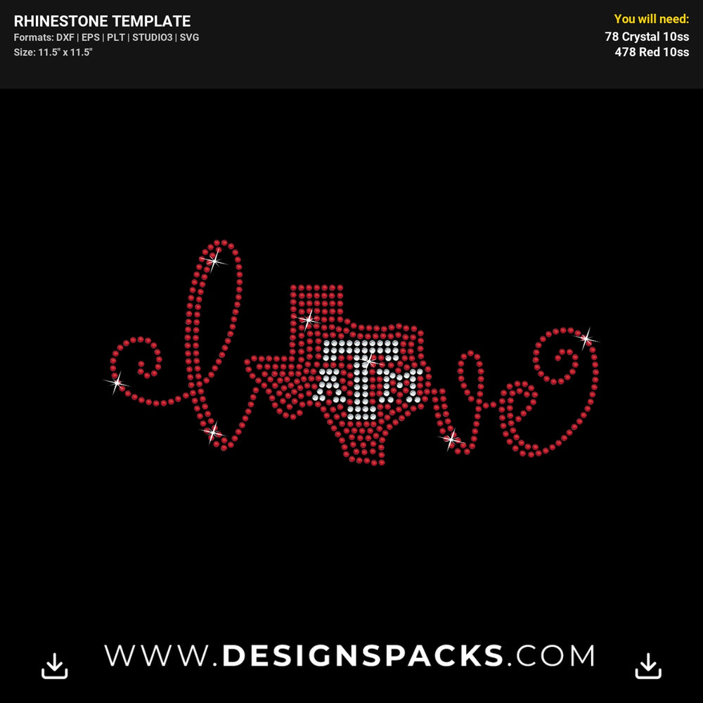 Love Texas Atm Logo Rhinestone Digital Template