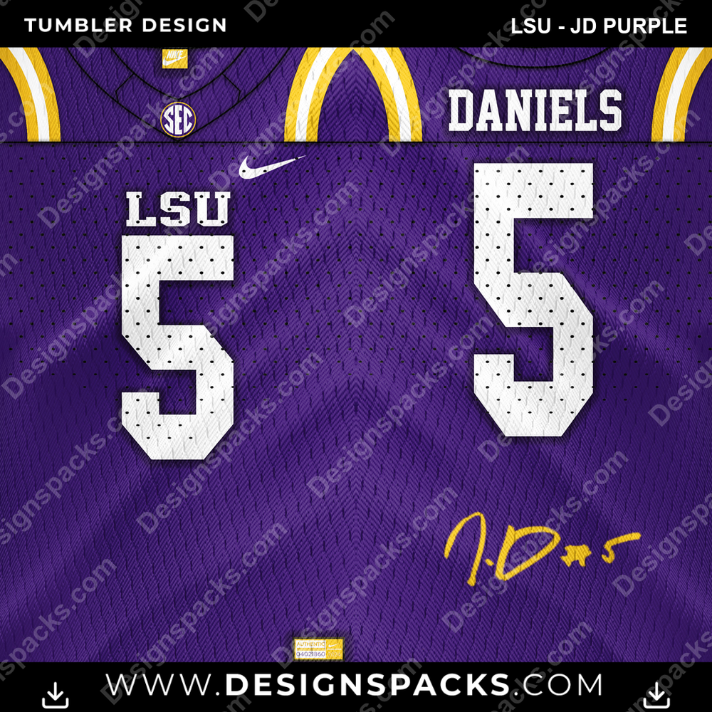 College Sport Jersey LSU - JD PURPLE Tumbler Digital Wrap Design