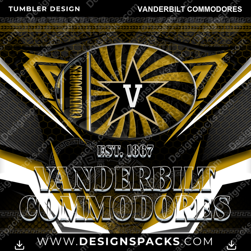 College Sport Tribal Vanderbilt Commodores Tumbler Digital Wrap Design