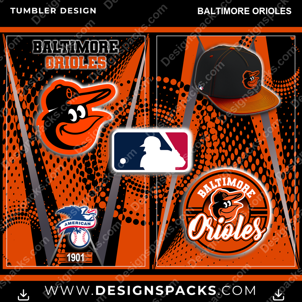 Baseball Team Logo Baltimore Orioles Tumbler Digital Wrap Design