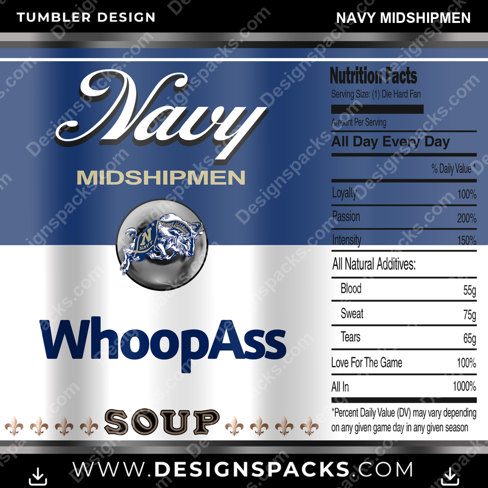 College Sport Soup Can Navy Midshipmen NCAA College Sport Tumbler Digital Wrap Design Download