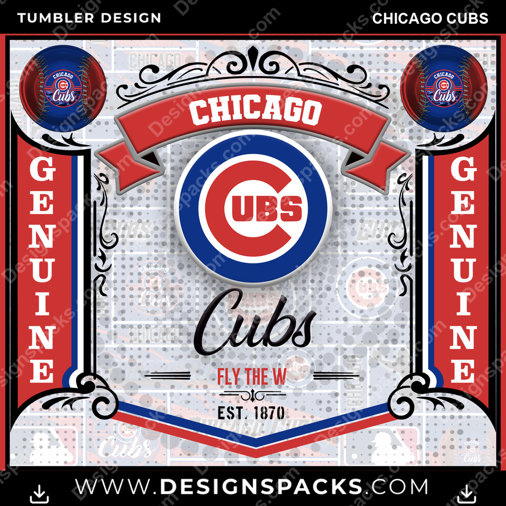 Baseball Bud Chicago Cubs Tumbler Digital Wrap Design