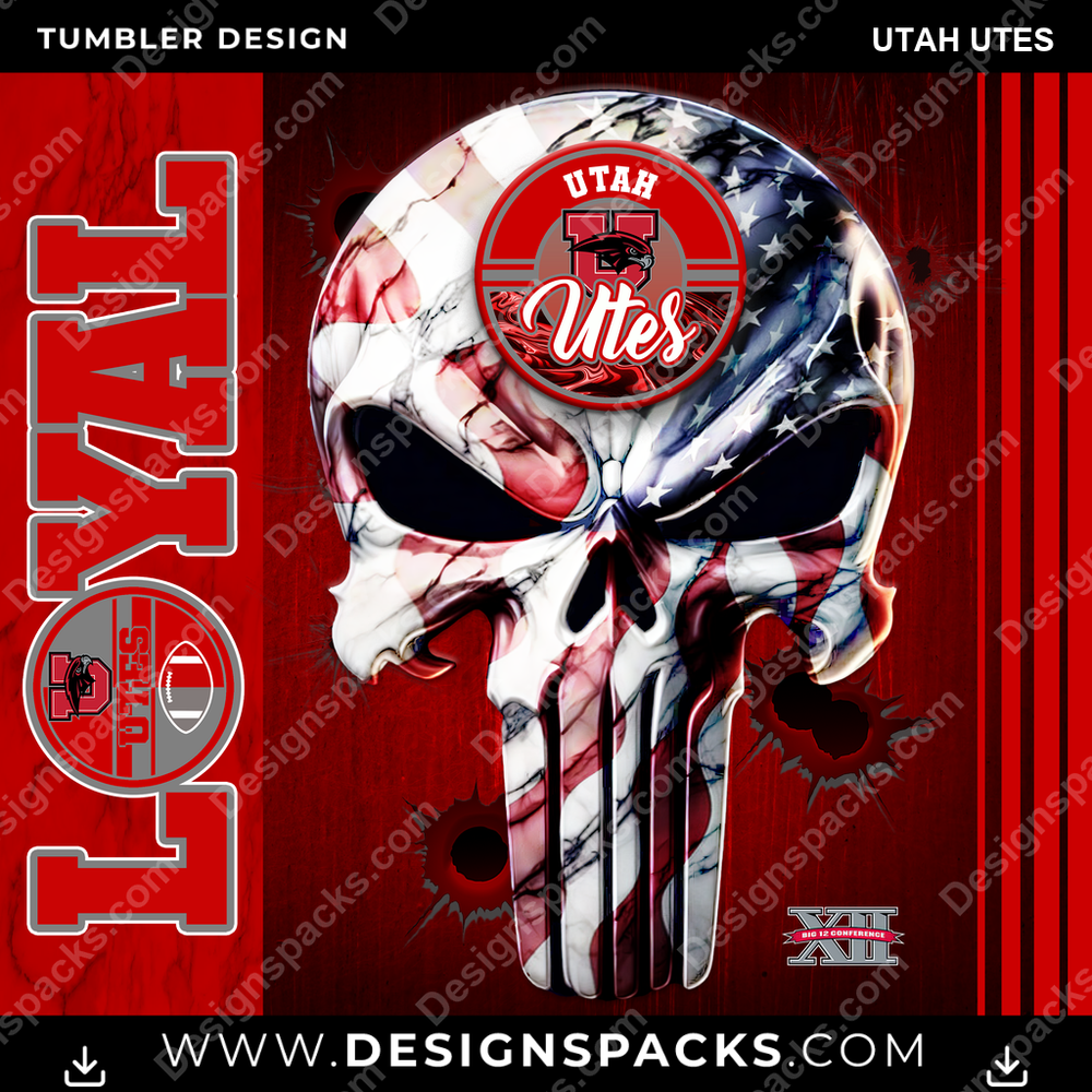College Sport Loyal Utah Utes NCAA College Sport Tumbler Digital Wrap Design Download