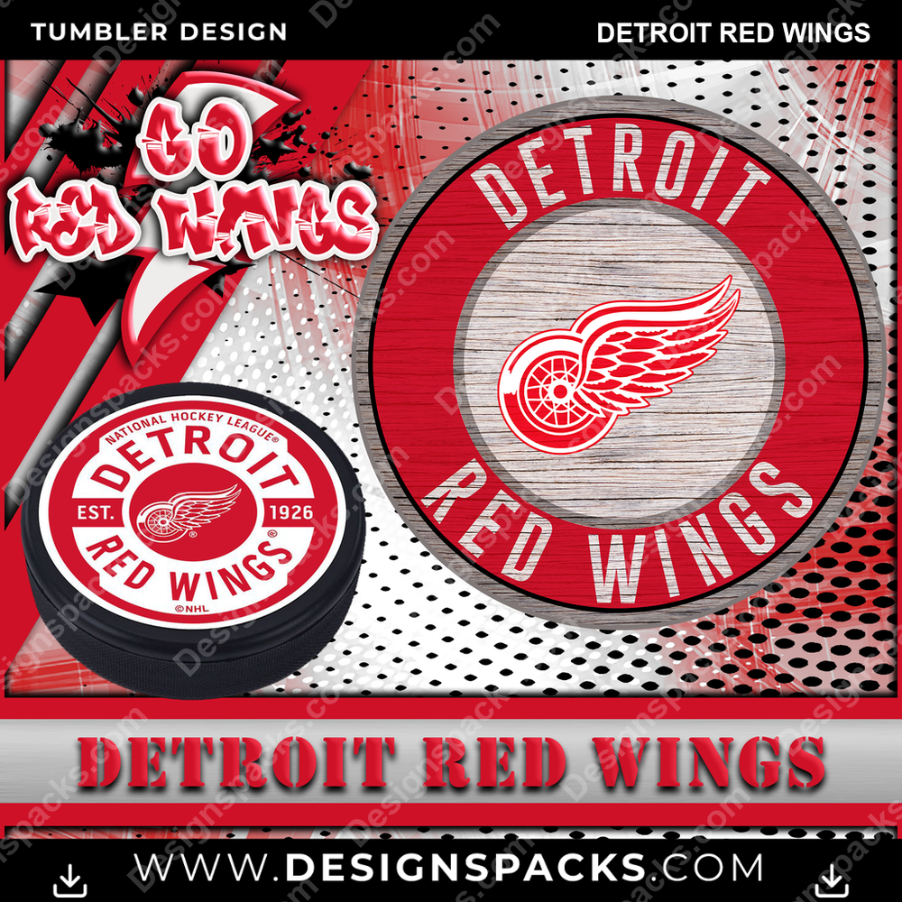 Hockey Go Team Detroit Red Wings NHL Hockey Tumbler Digital Wrap Design Download